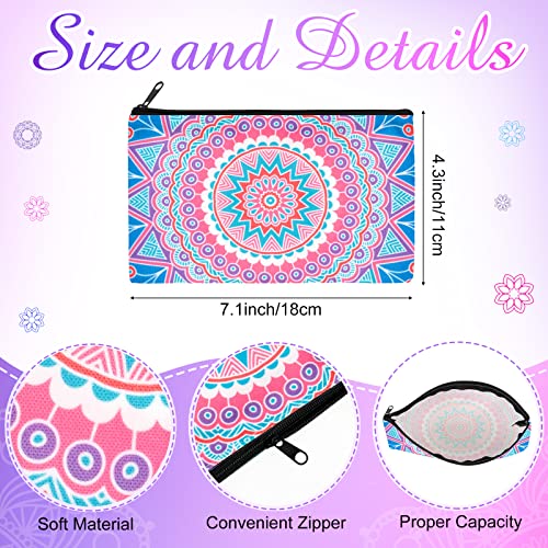 Reginary 20 Pieces Cosmetic Bag for Women, Roomy Makeup Bags with Zipper Toiletry Bag Pouch Travel Packing Accessory Organizer Gifts, 7 x 4.3 Inches (Mandala)2