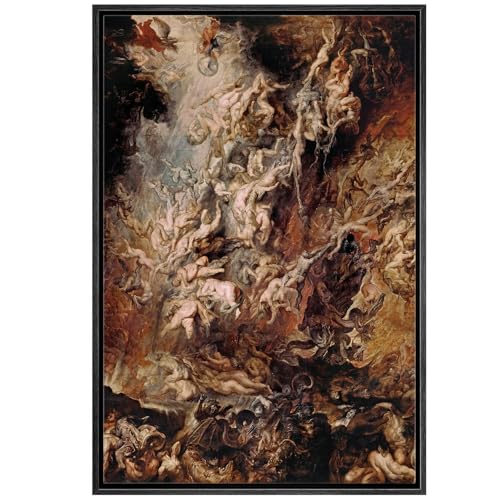 wall26 - Oil Painting of Fall of The Rebel Angels by Peter Paul Rubens - Baroque Style - Hell, Heaven, Catholic, Christianity - Framed Canvas Art Home Art - 24