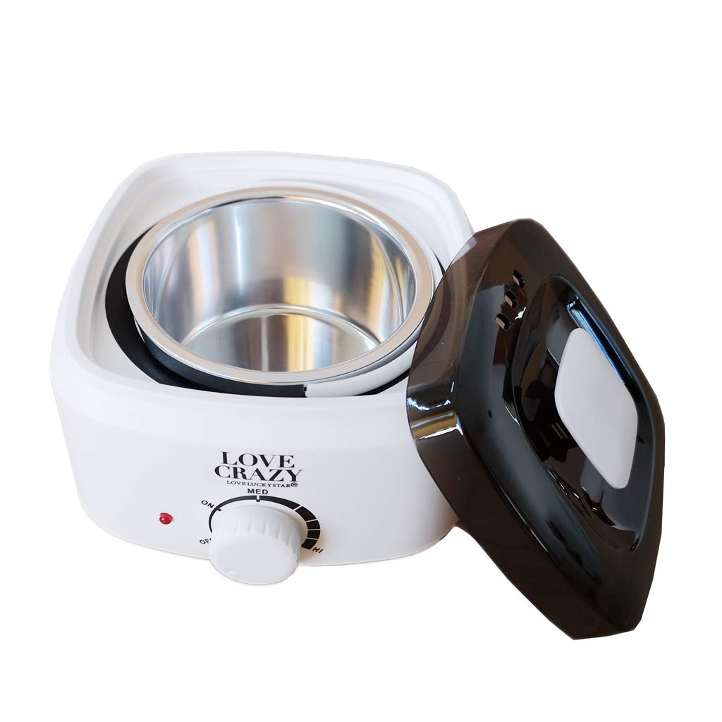 LOVECRAZY Elektrischer Wachswärmer für die professionelle Haarentfernung, Set zur Haarentfernung von Warmwachs 500 ml weiß