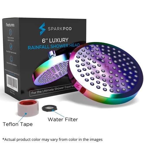 SparkPod Rain Shower Head, 6 Inch Round, Radiant Rainbow Finish - image 6