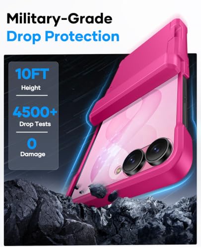 Image of ASAFCASE for Samsung Galaxy Z Flip 8 Case with Hinge Protection, Hot Pink | Card Slot (2-3 Cards), Outer Screen Protector, Military Grade Protect, Heavy Duty Wallet Case for Samsung Galaxy Flip 8