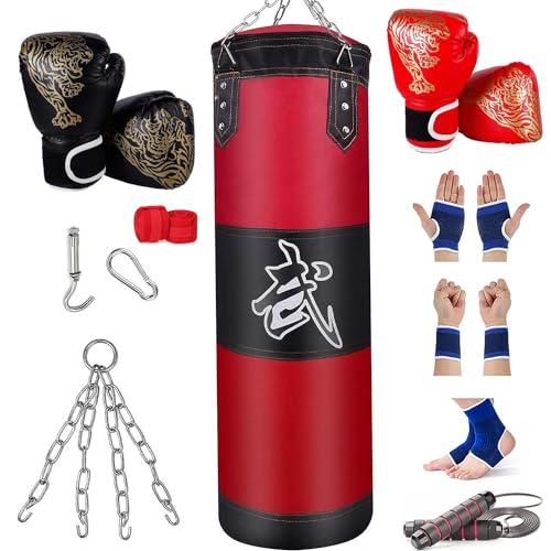 Box Y Croscita, Sports ZENSUKYE Saco de Boxeo Profesional, Bolsa de Boxeo de 10 Piezas, Saco de Boxeo Colgante de Karate Pelea de Boxeo 1.2M con Gancho y Cadena de Acero Inoxidable...