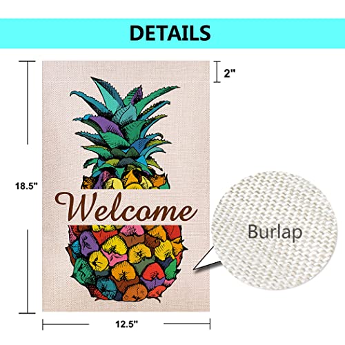 Shmbada Pineapple Welcome Double Sided Burlap Garden Flag, Premium Material, Seasonal Spring Summer Outdoor Funny Decorative Flags For Garden Yard Lawn, Gift For Children, 12 X 18 Inch #TOP1