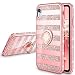 VEGO Case Compatible with Apple iPhone XR 6.1 inch, iPhone XR Glitter Case Bling Sparkly Fashion Diamond Rhinestone with Kickstand Ring Grip Holder for Girls Women for iPhone XR(Stripe Rose Gold)