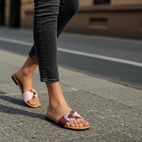 Image of Women's Slippers | Comfortable Flat Chappals for Women with Bow Detail | Stylish Casual Chappals, Trendy Summer Sandals, Comfortable Footwear for Daily Use