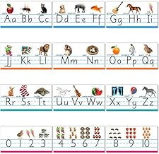 Zonon Alphabet Bulletin Board Set Manuscript ABC Number Line Wall Decorations for Pre School, Kindergarten Classroom Playroom Bedroom Nursery Decorations for Children Kids Teens Including Numbers 0-10