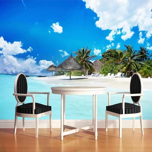Papier peint mural effet 3D plage avec impression image haute définition