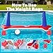 JOYIN Inflatable Pool Float Set Volleyball Net & Basketball Hoops, Balls Included for Kids and Adults Swimming Game Toy, Summer Floaties, Volleyball Court |Basketball,L-Red