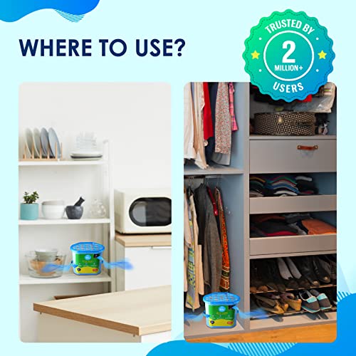 Image of BLU by Absorbia | Moisture Absorber with Activated Charcoal| Pack of 12 (720ml Each) 800ML Absorption Capacity | Dehumidier for Wardrobe Closets|