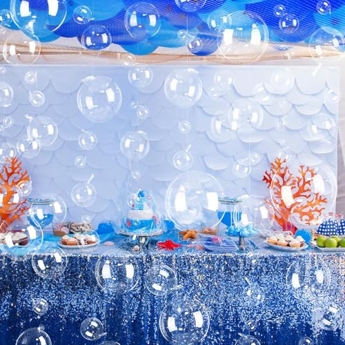 Image of Soulchen 150 Pcs 5 inch and 8 inch Under The Sea Party Decorations Clear Bubble Garlands Mermaid Birthday Bobo Balloon Decoration Mermaid Birthday Decor for Summer Beach Ocean Party Supplies