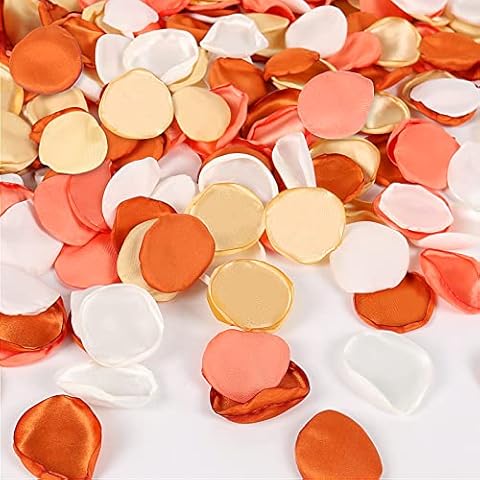 DEEMEI 400pcs Silk Rose Petals for Wedding Artificial Flower Petals Bulk for Basket Fall Wedding Aisle Runner Bridal Shower Table Decor(Orange) Cover