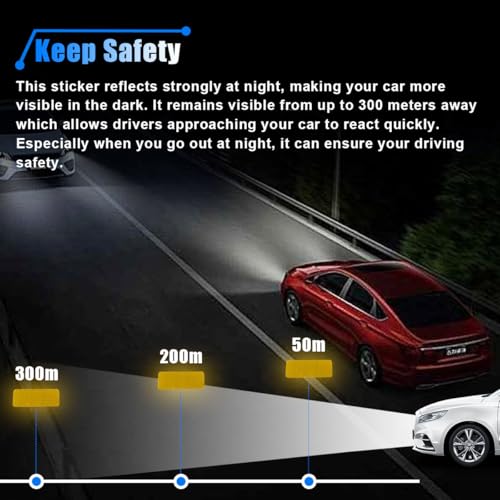 Image of 20PCS Car Safety Reflective Stickers, Waterproof Warning Reflective Tape, Night Visibility Reflective Strips for Trailers, Motorcycles, Bicycles, Cars, Helmets, 3.14 x 1.14 Inch (Yellow)