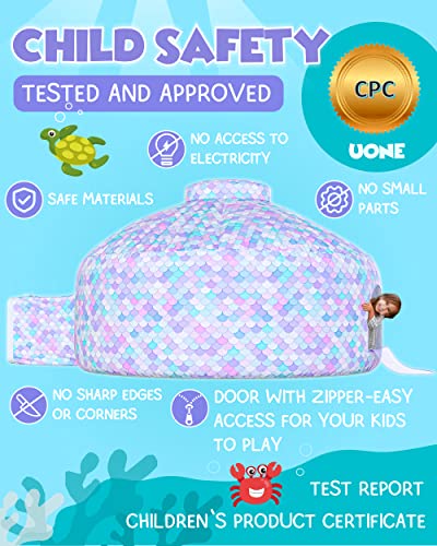 Skywin Air Tent Fort Large Mermaid With Door Playhouse For Kids - Inflatable Kids Fort Sets Up And Stores Away In Seconds (Fan Not Included) (With Door) #TOP6