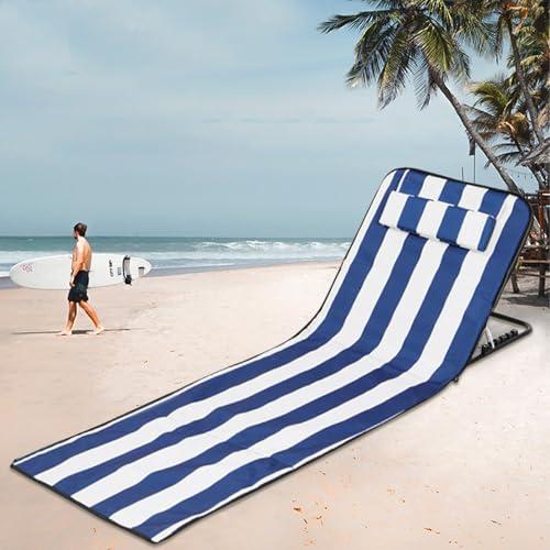 Chaise longue de plage avec appui-tête pour piscine et camping - 8