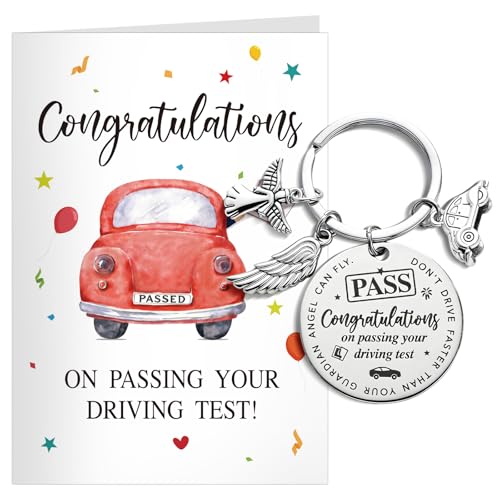 DOORIO Passed Driving Test Gifts Drive Safe Keyring with Card New Driver Gifts