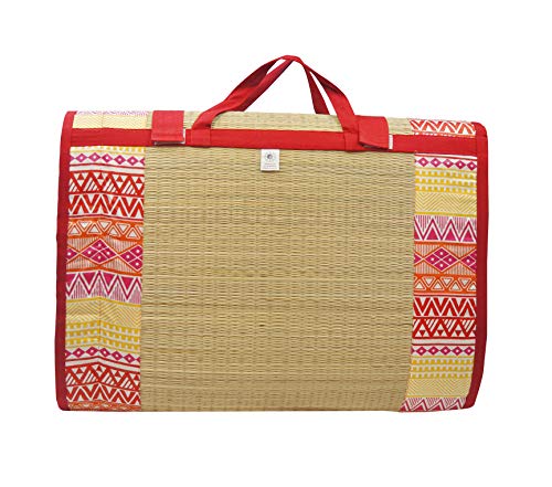 Home Tex Life Kora Grass Cushion Sleep Healthy, Easy Portable and Folding Mat (Deep West,4 X 6.5 Ft,15 Mm Thickness)