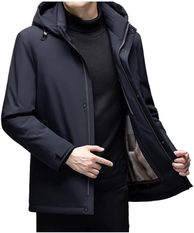 Mens Hooded Down Jacket Winter Comfort Fashion Casual Thick Removable Liner Coat Puffer Jackets