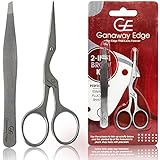 Ganaway Edge - Eyebrow Shaping Kit with Sharp Small Stork Stainless Steel Brow Scissors and Slant Tweezers for Women and Men - Eyebrow Threading Tool, Mustache, Beard, Nose Hair Trimming mini Scissors