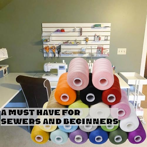 Lrdcreee LRD-N-T20CS Sewing Thread Kit 20 Colors Polyester Sewing Thread Set 1000 Yards Per Spool Black & White For Sewing Machine, Hand Stitching And Quilting Use thumb #5