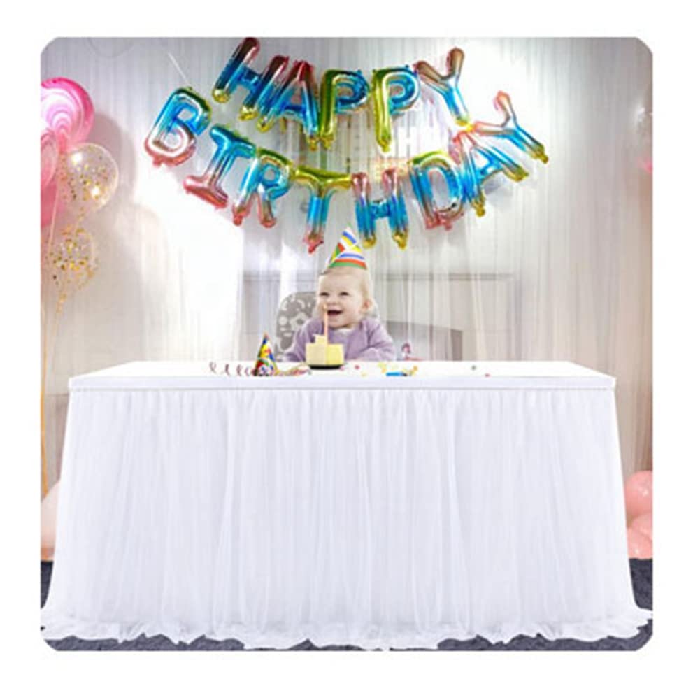 Tüll Tischrock Tütü Gaze Tischröcke Hochzeit Tischdecke Kuchen Candy Tischdekoration Tisch Rock Für Babyparty Geburtstagsfeier Neujahr Kindergeburtstag Party Dekoration Weiss