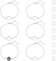 UNICRAFTALE 12 Sets Stainless Steel Bracelet Bezel Settings with 12mm Round Glass Cabochons - DIY Jewelry Making Blanks Kit