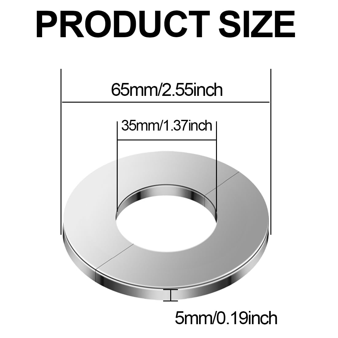 Rosette Acciaio Inox 35mm - Set 4 Pezzi Per Rubinetti E Tubi