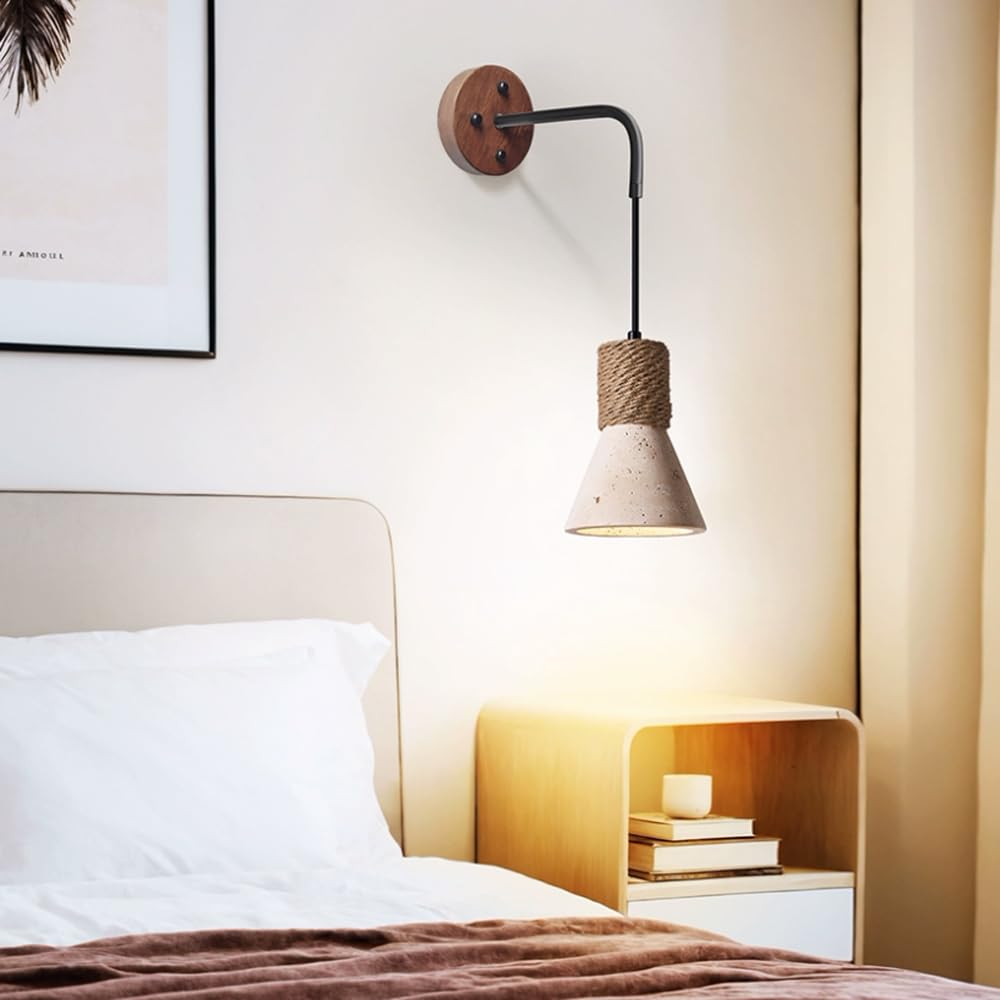 Industrial Style Wall Light, E26 Source Yellow Travertine Lamp, Single Head Flush Mount Sconce, Bedside Living Room Hotel Mounted Lighting Fixtures