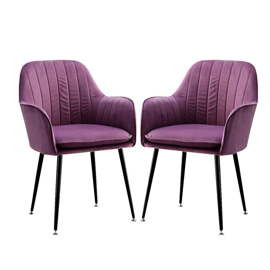 SJIALEN Kitchen Dining Chairs,Soft Velvet Cushion Seat and Back for Living Room Bedroom Kitchen Armchair Office Lounge Chair Kitchen Chair (Color : Black Legs, Size : 2pcs)