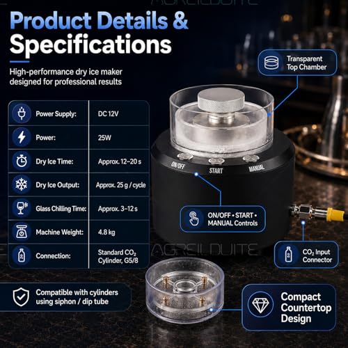 Máquina portátil 2-en-1 para hacer hielo seco y enfriar vasos miniatura 5