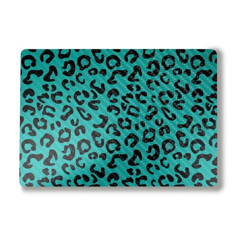 Image of Carbon Fiber Laptop Skin Compatible with Surface Laptop 7 15 inch (2024) - Teal Leopard - Premium 3M Vinyl Protective Wrap Decal Cover - Easy to Apply | Crafted in The USA by MightySkins