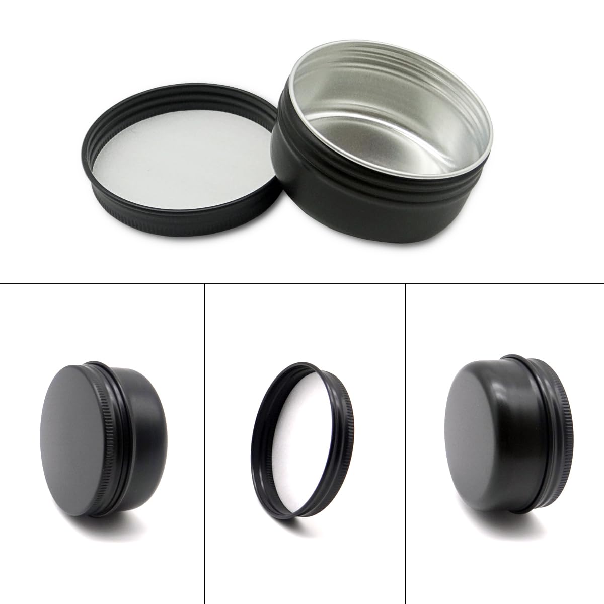 Wopanxye 10pack 50ml Aluminum Tin, 50 Gram Black Container Leak Proof Cosmetic Jars - Image 4