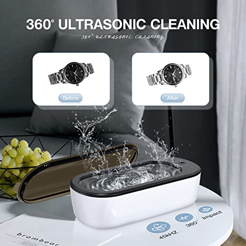 Jewelry Cleaner, Professional Ultrasonic Cleaning Machine For All Jewelry-Sus 304 Tank, 45Khz Portable Household Cleaner For Gold, Silver, Eyeglasses, Watches, Rings, Necklaces, Dentures #TOP4