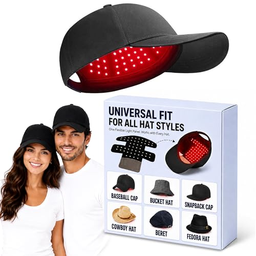 Red Light Therapy Hat for Hair Growth 4 Modes LED Hair Therapy Cap with 660nm Red Light 460nm Blue Light & 850nm Infrared Light Hands Free Scalp Care Hat for Men & Women Thicker Looking Hair at Home