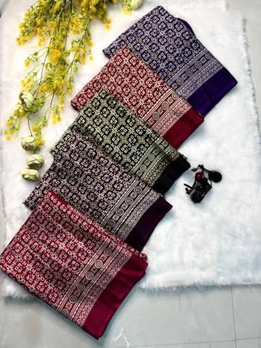 Image of SATIKA VASTRAM Modal Silk Ajrakh Saree Bandhani Design Crepe Printed Designer Pallu Attach Blouse Piece
