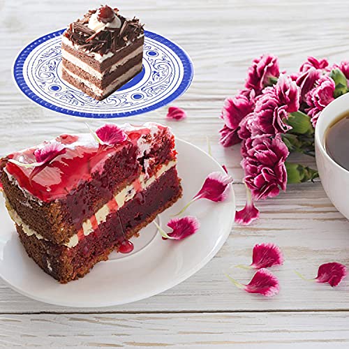 Bbiamsleep 24 Pieces Paper Plates Blue And White Decorative Plates Party Plates Wall Decor Premium Disposable Paper Plates Blue And White Pattern Plates Outdoor Cake Dessert Plates 7 Inch(Diameter) #TOP6