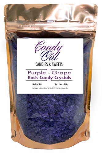 CandyOut Grape Purple Rock Candy Crystals 1 Pound in Sealed Stand Up Bag