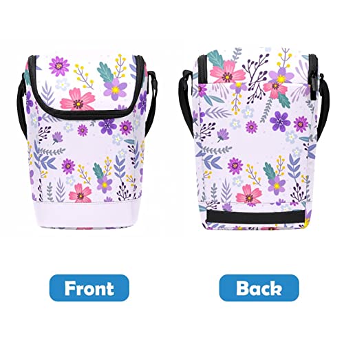 Lonchera floral morada con correa ajustable para adultos y niños 5
