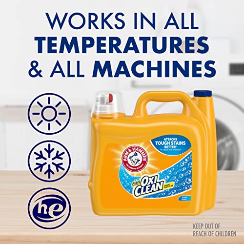 Arm & Hammer Plus Oxiclean Laundry Detergent, 5 In 1 Laundry Stain Remover, Fresh Scent Liquid Laundry Detergent, 201.6 Fl Oz Bottle #TOP4