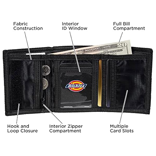 Dickies herr nylon trippelvikt plånbok med tygkrok och ögla