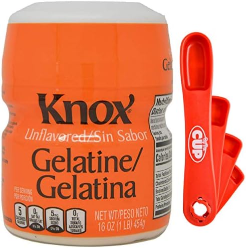 Knox Unflavored Gelatine, 16 oz (Pack of 1) with By The Cup Swivel Measuring Spoons
