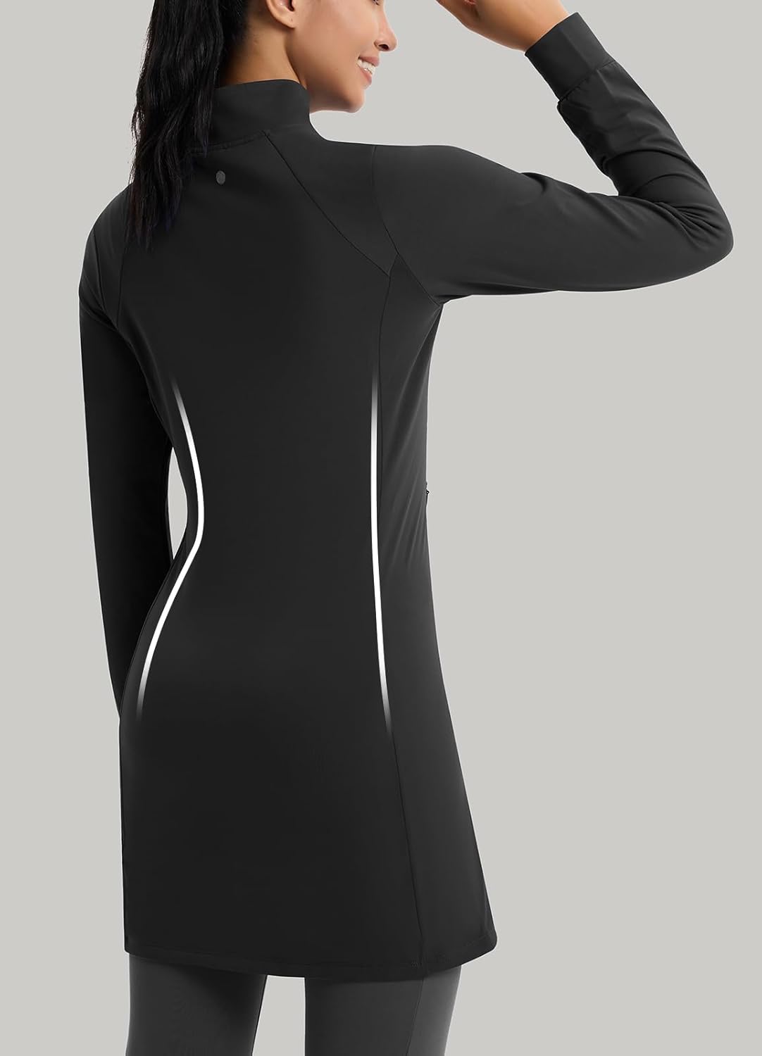 Women's Fleece Dress Sweatshirt Long Thermal Pullover Quarter Zip Winter Warm Tunic Dress with Pocket - Image 6