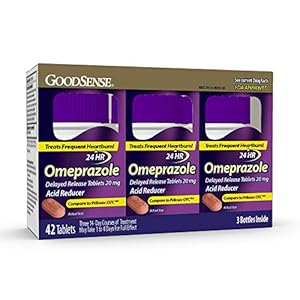 GoodSense Omeprazole Delayed Release Tablets 20 mg, Stomach Acid Reducer for Frequent Heartburn Treatment, 14 Count (Pack of 3)