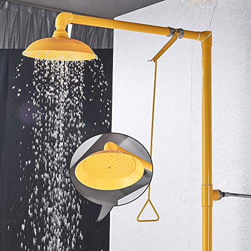 TLLZYBN Shower Set, Stainless Steel Compound Eye Washer Emergency Spray Vertical Shower Shower Eye Washing Machine,Yellow