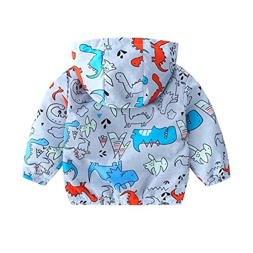 Baby Toddler Boys Windbreaker Jacket Dinosaur Car Hooded Jacket Coat Hooded Top Spring Fall Kids Outwear 1-6 Years #TOP1