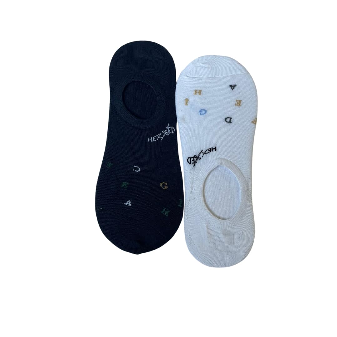 HEXXED Alphabet Design Secret-Length Socks For Men (B6-2, Pack Of 10)