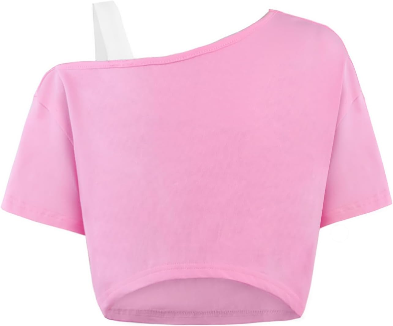 Girls Off The Shoulder Tops Asymmetrical Short Sleeve Crop Top Cute Summer Tee Shirts