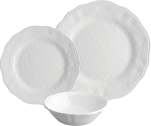 Miniatura 52 de UP ware Tuscany - Juego de vajilla de melamina de 12 piezas, juego de platos para exteriores, juegos de platos y cuencos, servicio para 4