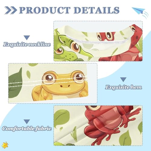 ALAZA Kids Rash Guard Girls Boys Toddler Swim Shirts Short Sleeve Frog in Red Yellow UPF 50+ 3T3