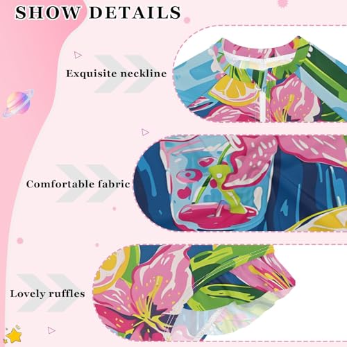 Image of Girls One Piece Swimsuits Long Sleeve Swimsuit Zipper Bathing Suits Swimwear