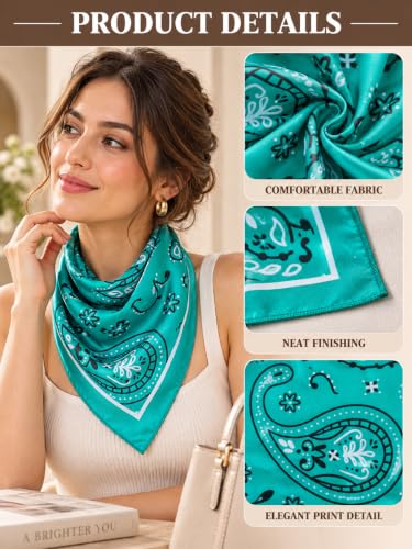 Image of Ravaiyaa - Attitude is everything Women Printed Silk Bandana 21 x 21 Inch Square Headband & Hair Wrap, Soft & Versatile | Fashion Neck Wrap